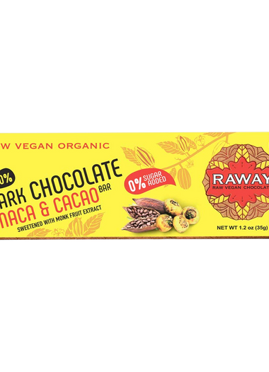 Raway Vegan Dark Chocolate Keto 80 Dark Chocolate Maca Cacao Bar