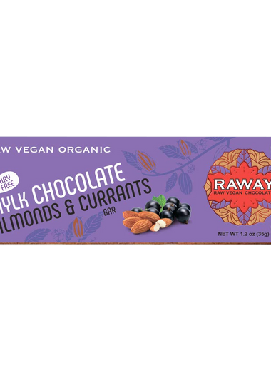 Raway Vegan Milk Chocolate Paleo Mylk Chocolate Almonds Currants Bar