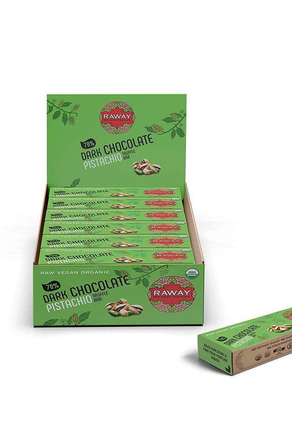 Raway Raw Vegan Chocolate Bars Dark Chocolate Pistachio Praline